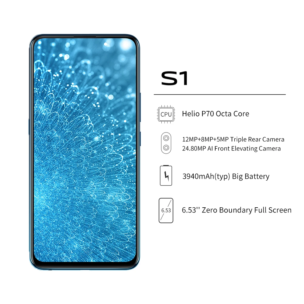Мобильный телефон vivo S1 6 ГБ ОЗУ 128 Гб ПЗУ Восьмиядерный 53 дюймов безграничный