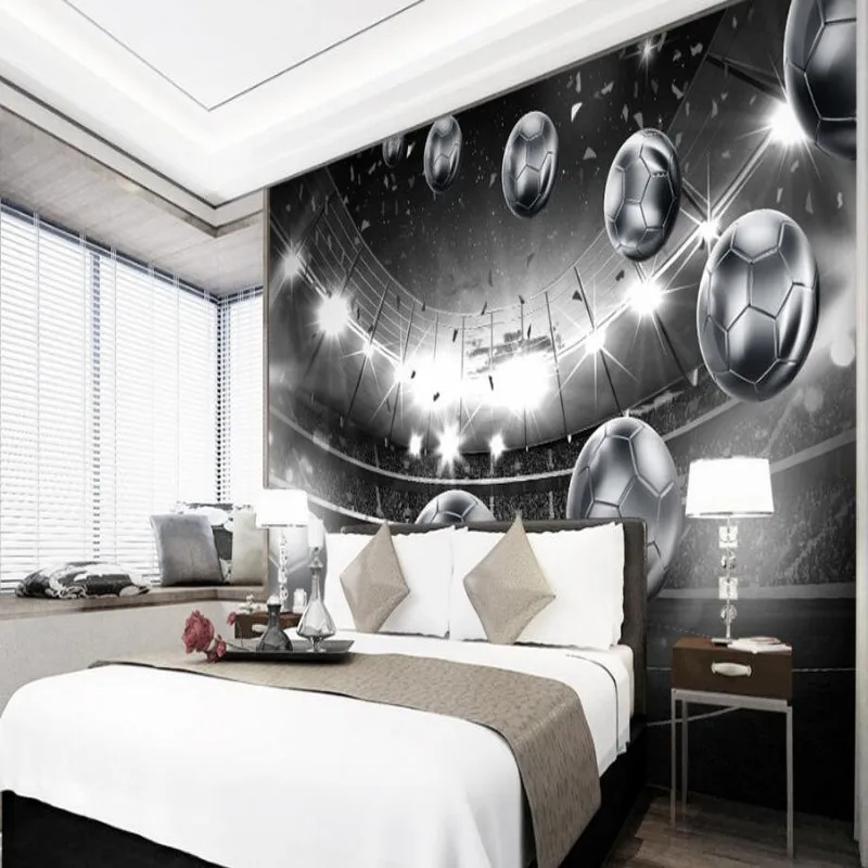 beibehang Customized 33d Stereo Soccer Field Expanding Space Modern Simple TV Living Room Bedroom Background Dwelling Decoration |