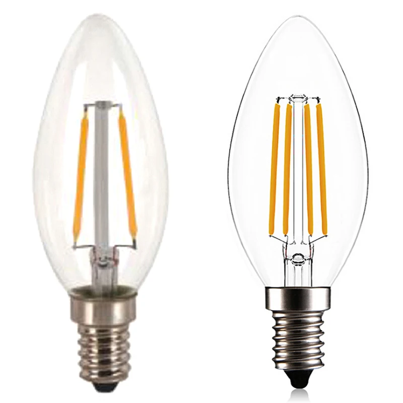 Светодиодный свечи накаливания светильник лампочка E14 220V 2 Вт 4 лампочки Edison типа