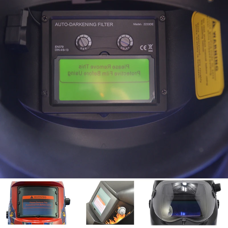 

Welding Mask Delay Time Switch Button Chameleon Filter Full Protector Equipment Automatic Darkening Weld Helmet TRQ-HD31-2233DE
