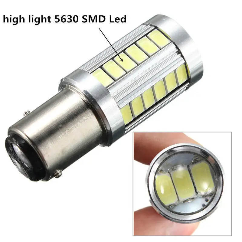 1157 BAY15D P21/5 W 33 SMD 5630 5730 Автомобильные светодиодные лампы аварийной остановки, задние лампы, автомобильные задние лампы заднего хода белого цвета