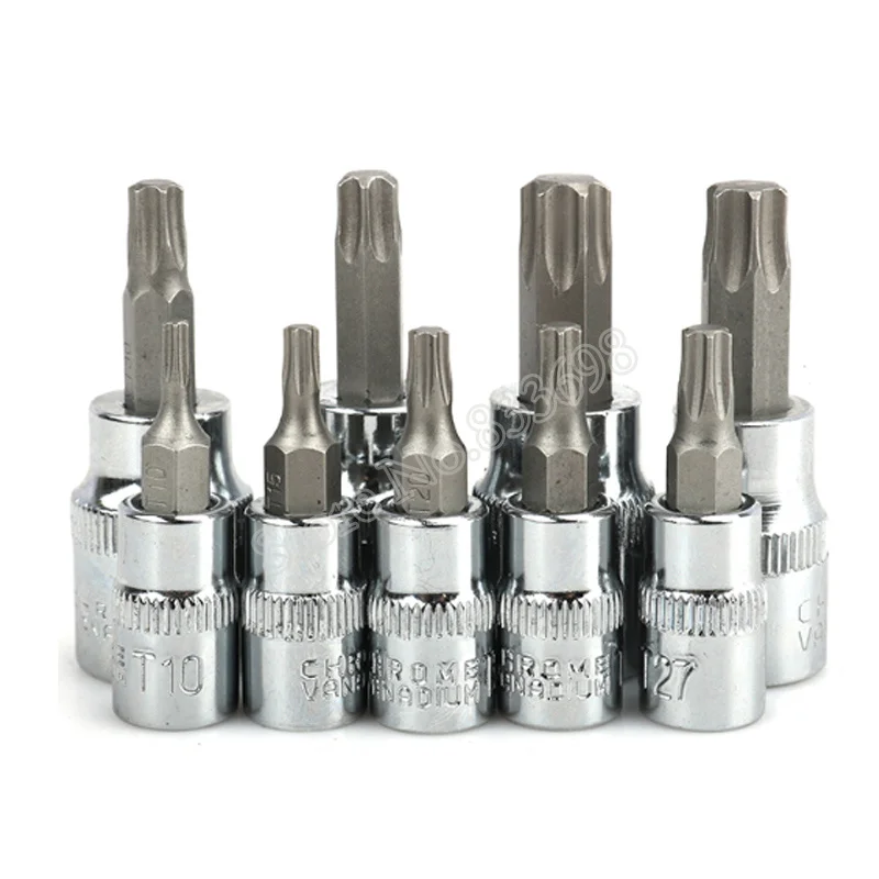 9 шт. Torx Бит CR-V разъем 1/" 3/8" звездных S2 фигурная отвертка бит инструментов для ремонта автомобиля T10 T15 T20 T25 T27 T30 T40 T45 T50