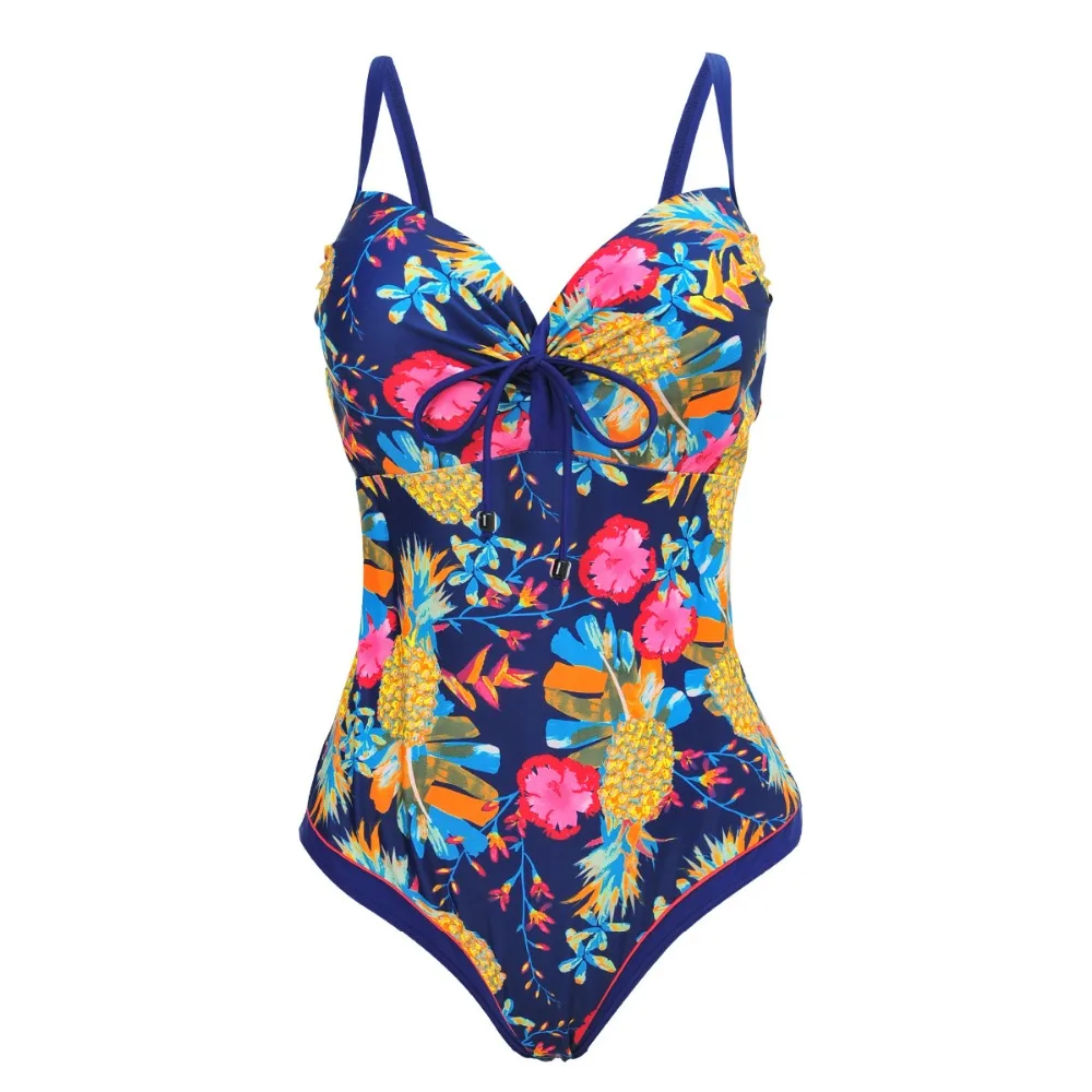 Женский купальный костюм с v-образным вырезом винтажный большого размера