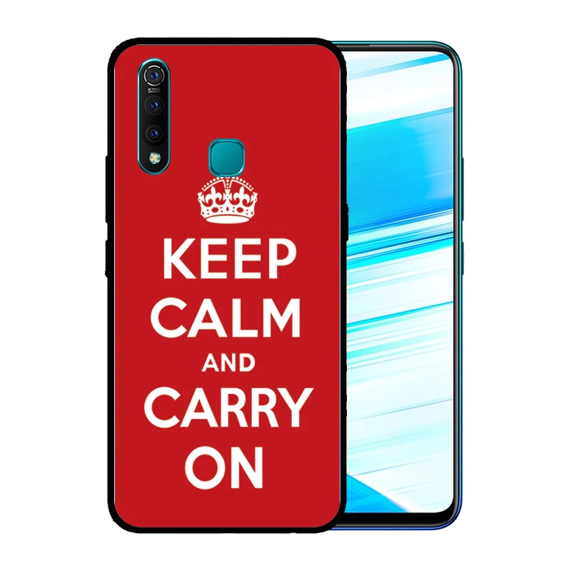 Soft Silicone Black Case for VIVO Z5X Z3 Z3i Z1 Z1i iQoo Pro NEO Durable Keep Calm Carry On Cover | Мобильные телефоны и