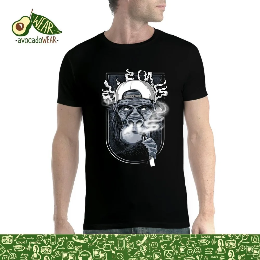 Мужские футболки летняя стильная модная мужская футболка с рисунком Swag Monkey Cigarette