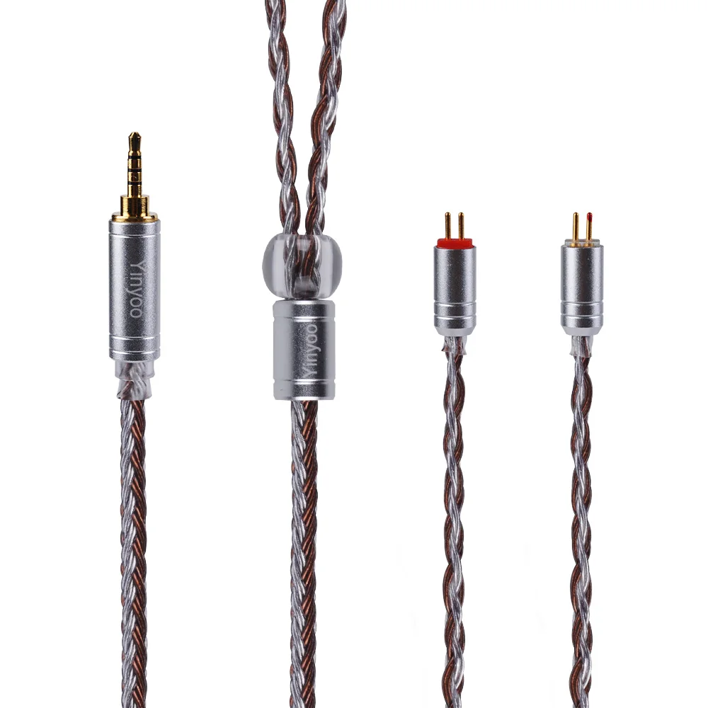 2PIN 2.5 AK Yinyoo 16 Core Медь коричневый посеребренный кабель 2,5/3,5/4,4 мм балансный кабель с MMCX/2pin разъем для лампа указателя X6 C12/C16 ZSX - Цвет: 2PIN 2.5