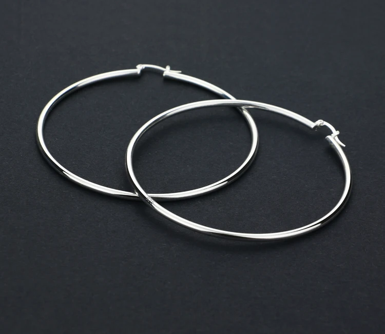 

Fashion women's Silver earrings 925 sterling silver earrings 70mm The circle earrings girl's Solid silver jewelry birthday gift