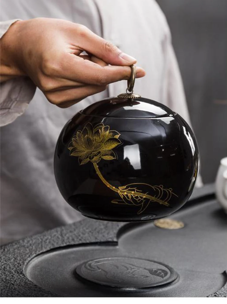 Bergamot чай с рисунком лотоса Caddy китайский керамический чайный набор кунг-фу контейнеры для чая банка специй хранения орехов банка для конфет домашний декор в стиле ретро