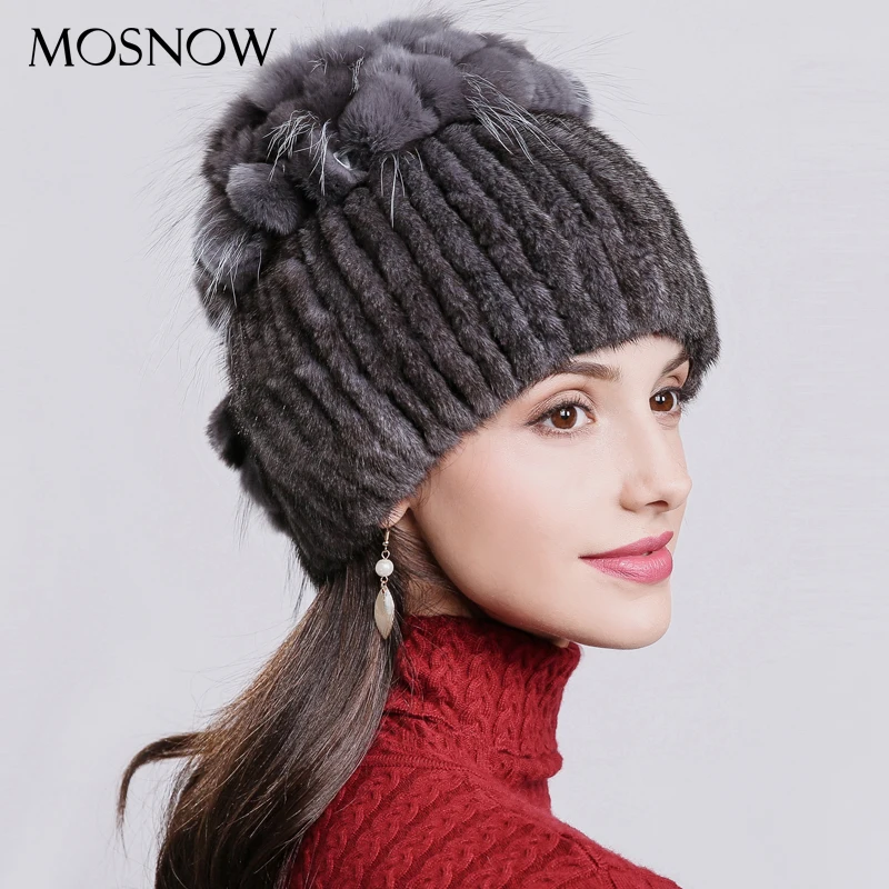 Норковый мех женская шапка мода меховой цветок из кролика Рекс высокое качество