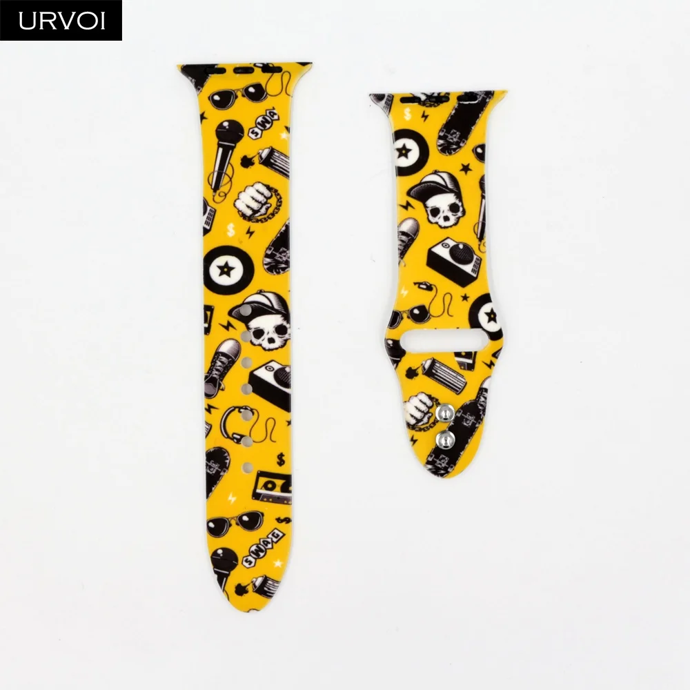 Style P URVOI силиконовый ремешок для apple watch спортивный ремешок для iWatch apple watch Series 5 4 3 2 1 Замена Фламинго леопарда 40 мм 44 мм - Цвет ремешка: Style P