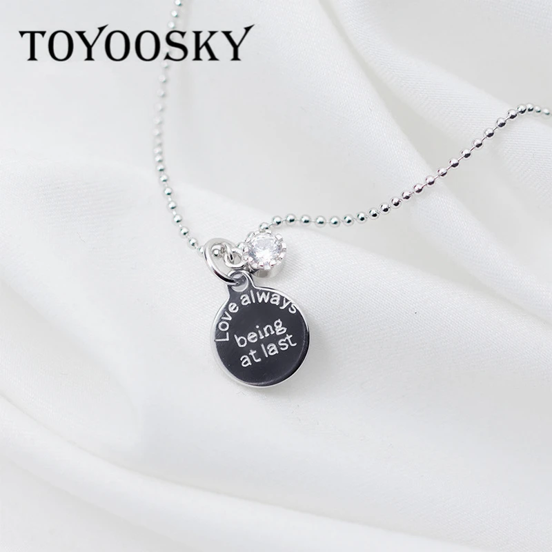 Личность 925 пробы Серебряная монета Форма кулон ожерелье любовь всегда быть наконец украшения из букв