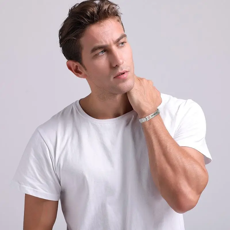 Mprainbow браслеты для мужчин медицинский браслет из нержавеющей стали ID тег цепочка