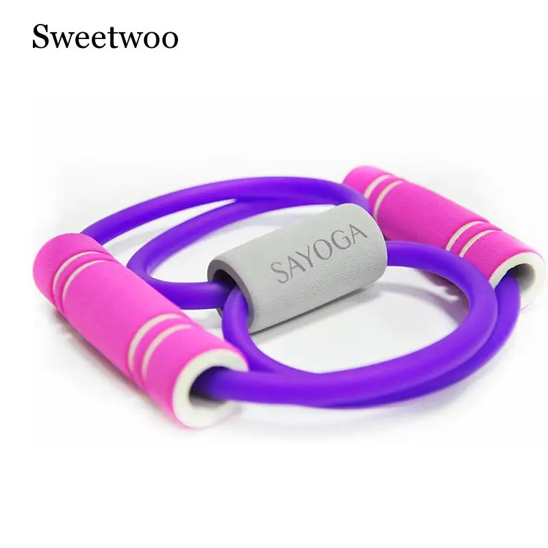 

2019 Hot Yoga Gum Fitness Resistance 8 Word Chest Expander Rope Workout Muscle Fitness Rubber Elastic Bands For Sports Exercise