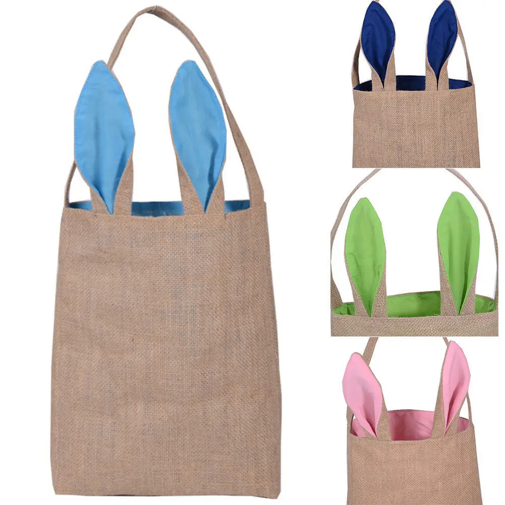 2018 Brand New Cute Cotton Linen Easter Egg Bag Rabbit Bunny Ear Tote Storage Bags | Дом и сад