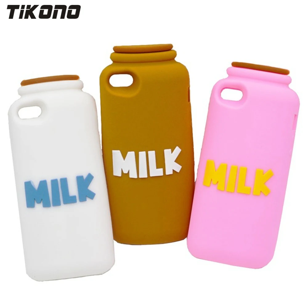

Tikono 3D Milk Bottle Design Soft Silicone Case Cover for iPhone 5 5S Cute Cell Phone Back Case with Stylus Pen