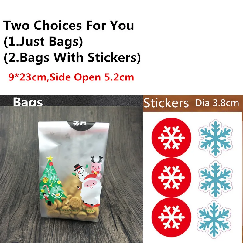 9x23cm Tree Santa LBSISI Life 100 шт. Сумочка для конфет сумки для печенья самостоятельно стоящая Рождественская вечеринка машина для украшения упаковки пищевых продуктов - Цвет: 9x23cm Tree Santa