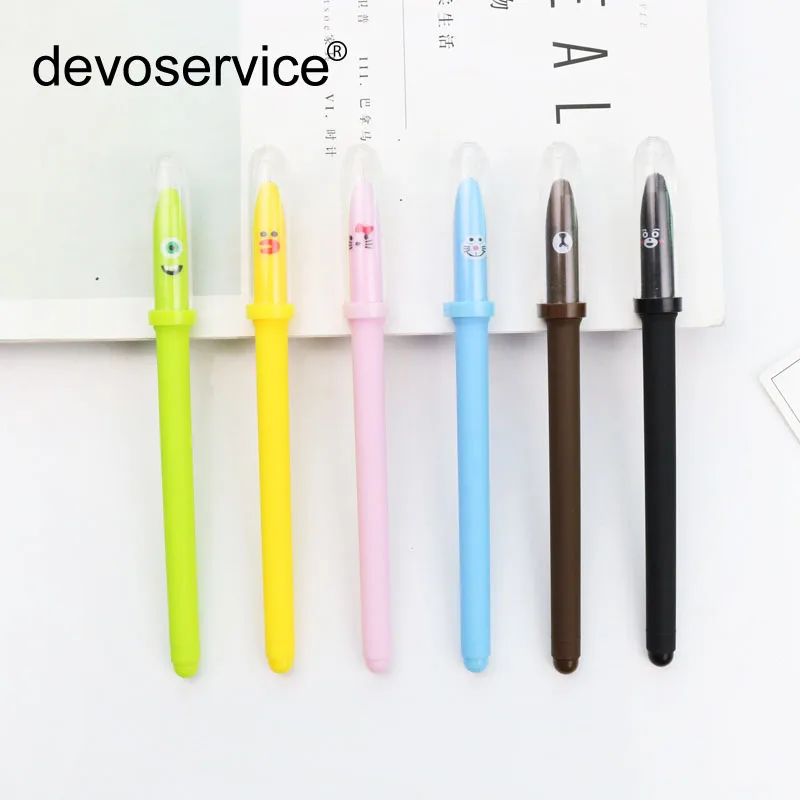 

2018 6pcs Creative Cute Cartoon Little Yellow Duck Single Eyed Monster Expression Gel Pen Stationery Office School Supplies Gift