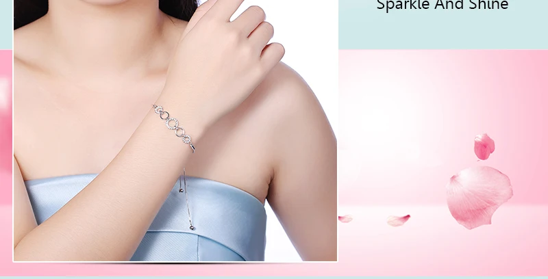 Изысканный Простой Круглый браслет кристалл от Swarovski регулируемые женские браслеты 925 серебряные аксессуары для рук ювелирные изделия на подарок
