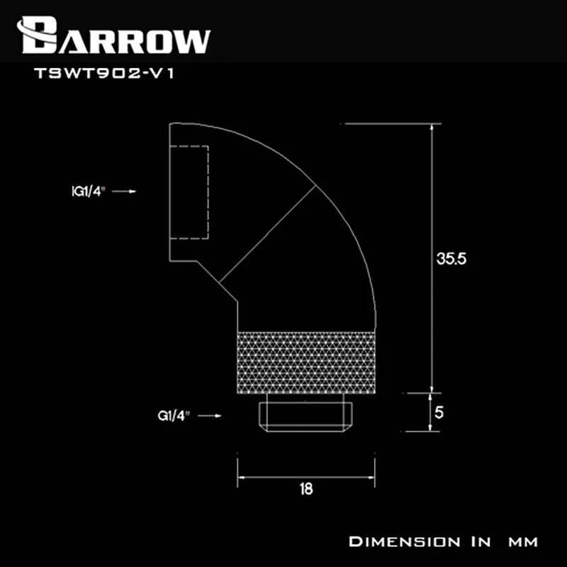 Вращающееся устройство для кулера 90 градусов двойное вращение G1/4 воды