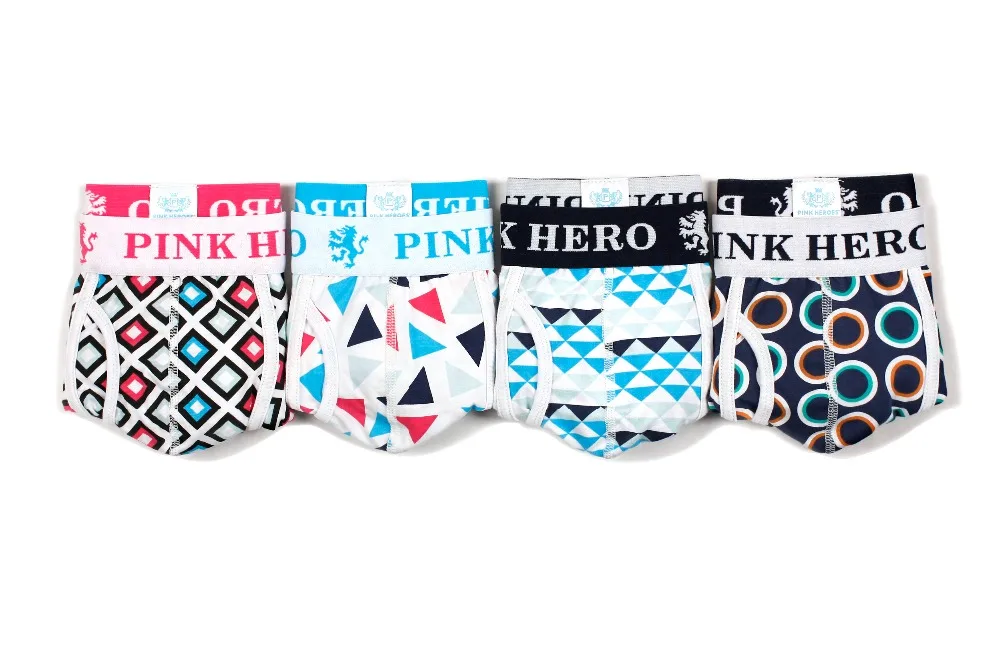 4 шт./лот Pink Heroes Для мужчин нижнее белье, боксеры, спортивные шорты, легкие, с красочной печати хлопок Для мужчин нижнее белье U сексуальные мужские трусы-боксеры, детские шорты, нижнее белье