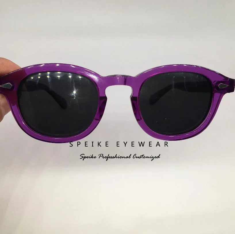 Purple frame SPEIKE, индивидуальные винтажные черные солнцезащитные очки, Джони Депп, лемтош, стиль ретро, темные очки, могут быть близорукими, солнцезащитные очки - Цвет линз: Purple frame