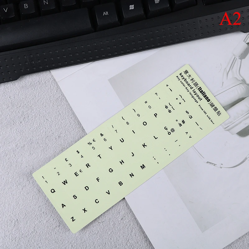 A2 1 шт. светящиеся флуоресцентные наклейки на клавиатуру разные языки дополнительно светящиеся водонепроницаемые клавиатуры защитная пленка - Цвет: A2