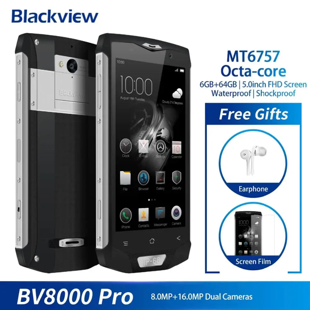 Blackview BV8000 Pro 6 Гб 64 Оригинал 5 &quotIP68 водонепроницаемый мобильный телефон