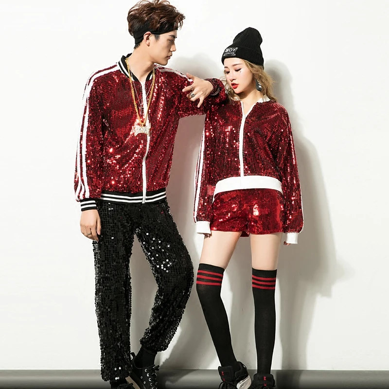 Новый DS хип-хоп женская футболка с длинными рукавами и блестками костюм