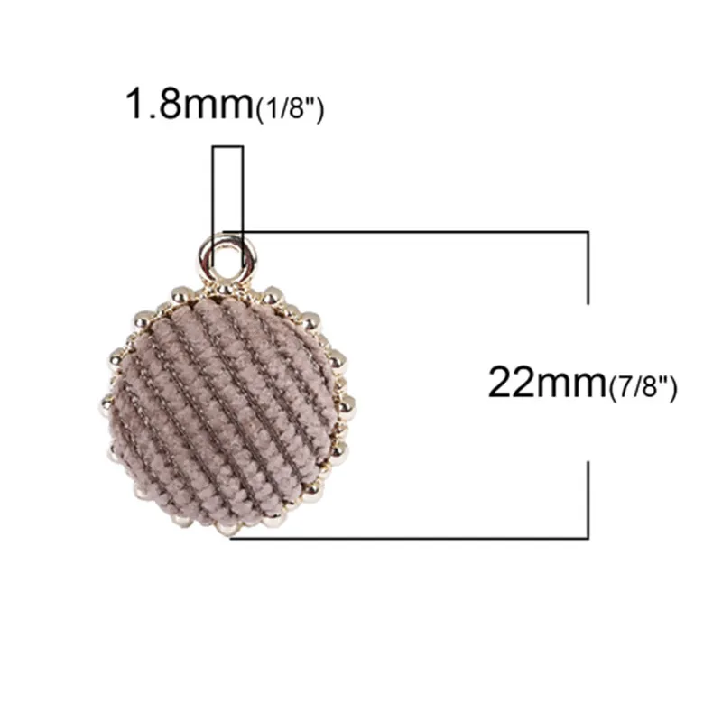 DoreenBeads сплав цинка серьги-гвоздики Круглые золотые розовые полосатые бархатные