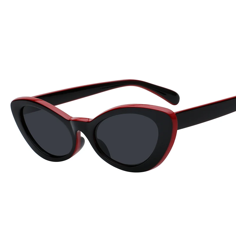 Black red w black Макс Новое Милое сексуальное ретро в форме кошачьих глаз солнцезащитные очки Для женщин небольшой черный, белый цвет Треугольники Винтаж солнцезащитные очки женское повседневное красное пуховое пальто uv400 - Цвет линз: Black red w black