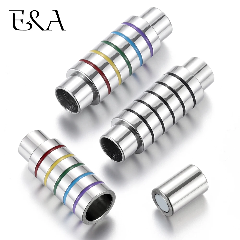 

Stainless Steel Magnetic Clasp Colorized Tube Hole 6mm Leather Cord Clasps Magnet Buckle DIY Bracelet Jewelry Making Supplies