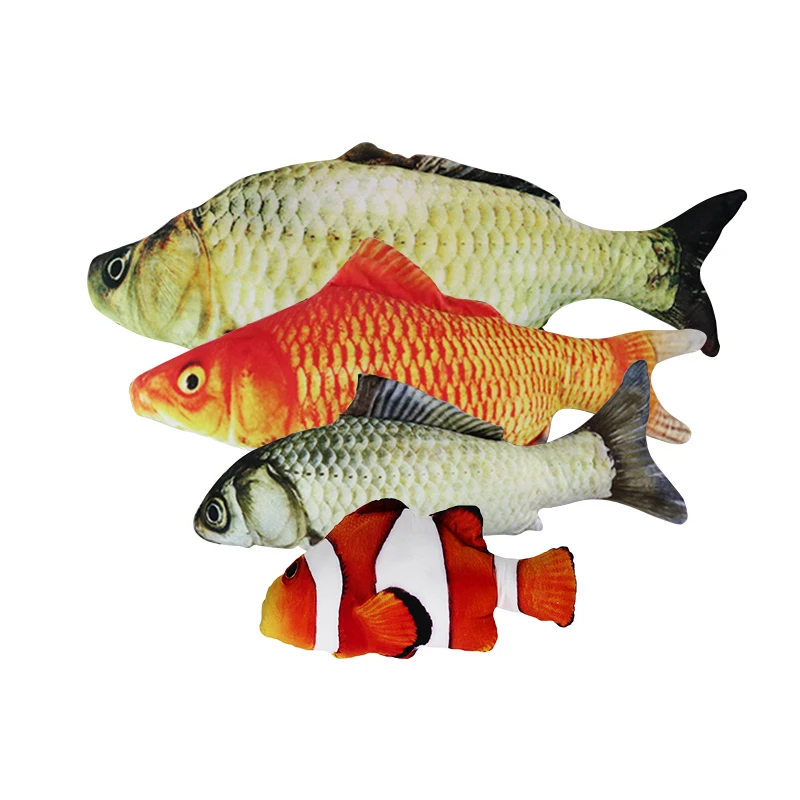 

Pet Soft Plush 3D Fish Shape Cat Toy Interactive Gifts Fish Catnip Toys Stuffed Pillow Doll Simulation Fish Playing Toy For Pet