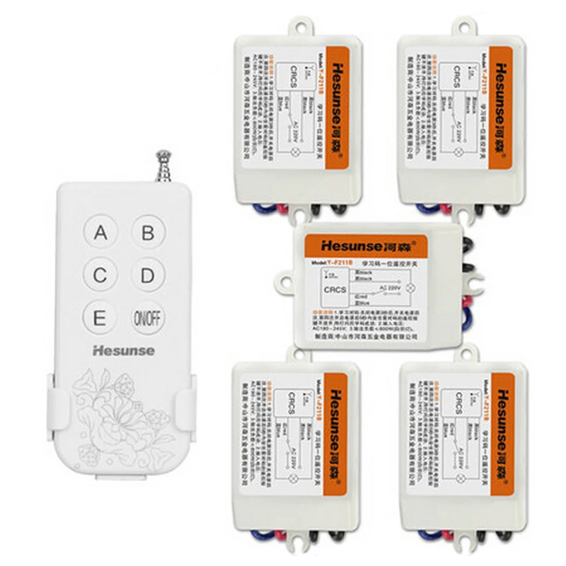 

Лучшая Цена 315mhz 5CH Беспроводной Выключатель света 220V 110V Цифровой пульт дистанционного управления 5 комнат в то же время код обучения