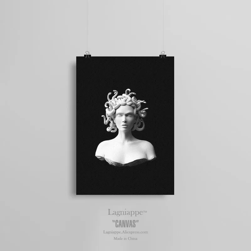 L 444 Medusa Gorgon Plaster statue nordic modern portrait Home living Room Bedroom Decor Print Poster Picture Painting Wall Art Canvas - Цвет: L 444