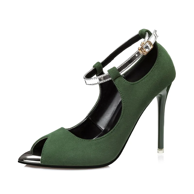 Gladiator Sandals Real Flock Vogue Of New Fund 2017 Roman Mouth Metal Head Fish Shoes With Color Matching High-heeled Fine | Обувь