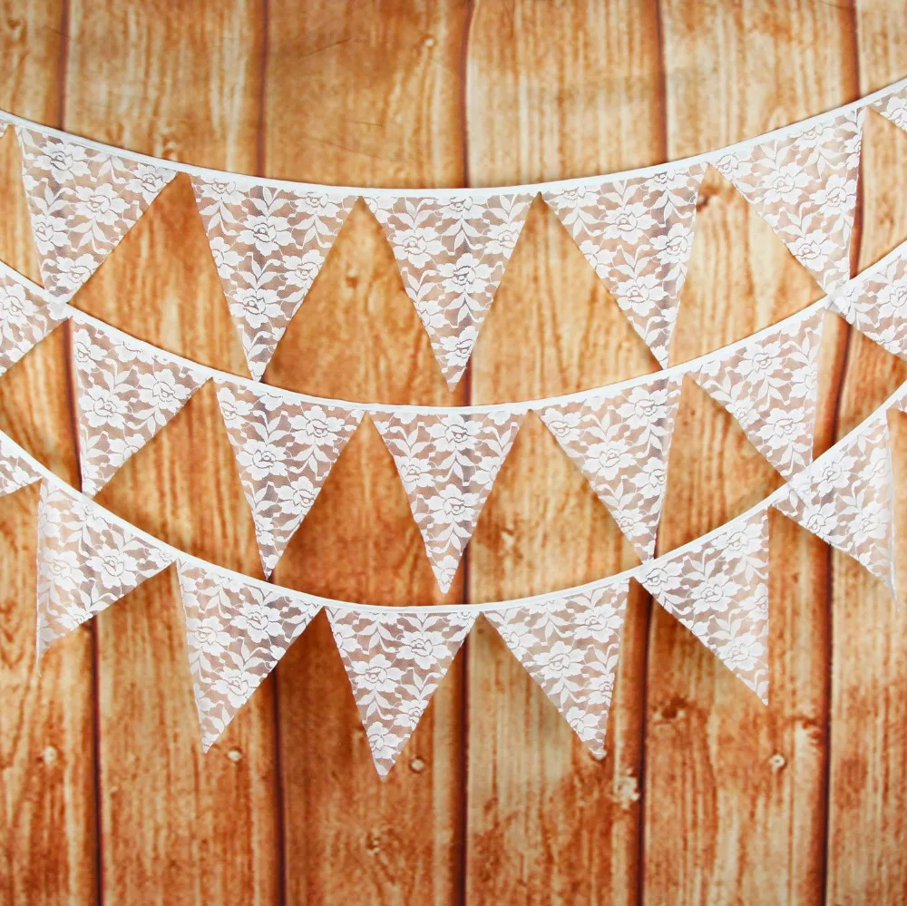 12 флаги 3.2 м белый Кружево хлопок Ткань овсянка Вымпел флаг баннеры Свадьба деко