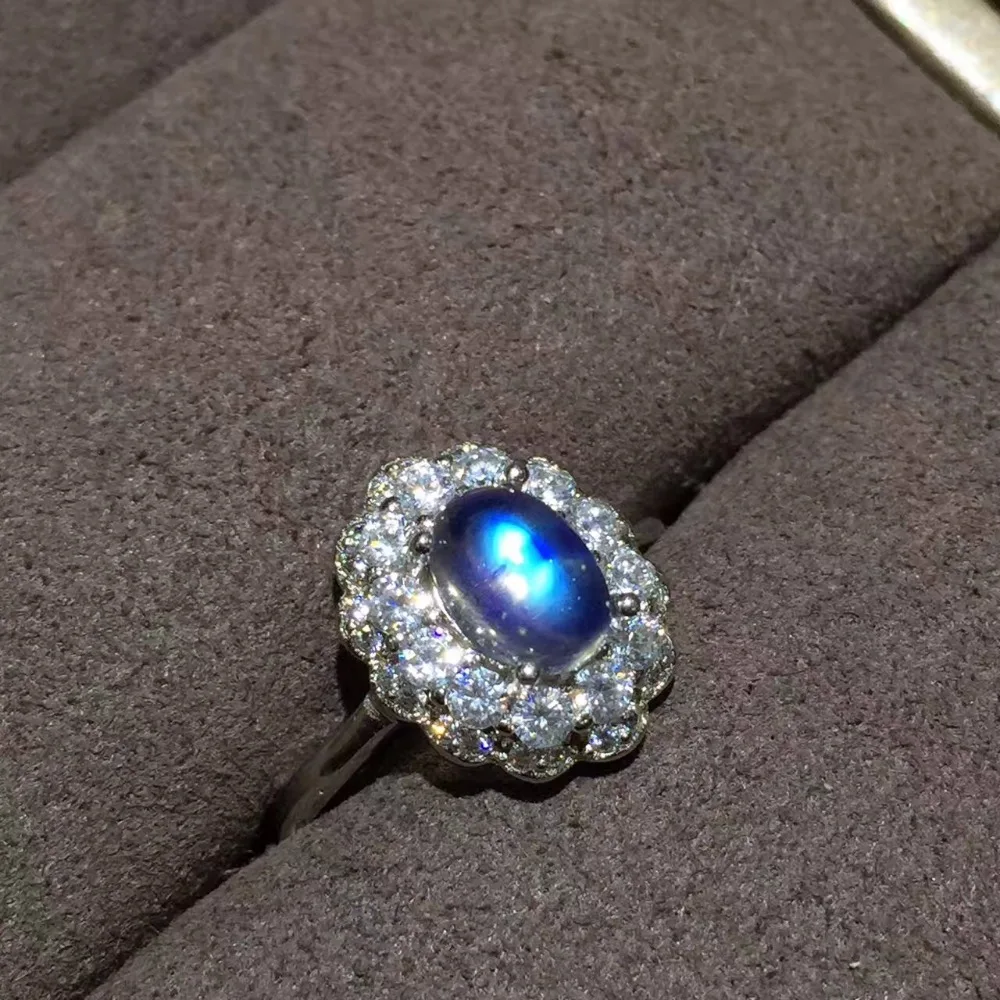 Uloveido 925 серебро новейший стиль натуральный лунный камень синего цвета кольцо