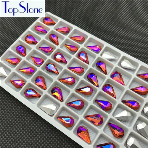 8x13mm 48pcs Гиацинт оранжевый АВ Цвет капелька из стеклянного кристала остроконечные Стразы 6x10,8x13,10x14,13x18,18x25,20x30,30x40 платье mm камень - Цвет: 8x13mm 48pcs