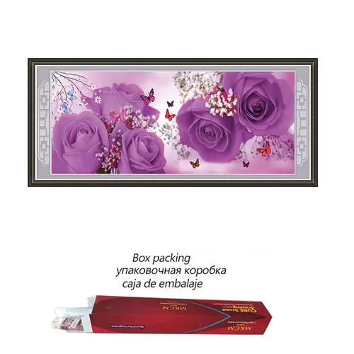 Box 130x50 см Элитная Алмазная картина «сделай сам», цветы, возраст цветения, фиолетовая Роза, версия цветов, частичная вышивка, алмазная живопись - Цвет: Box