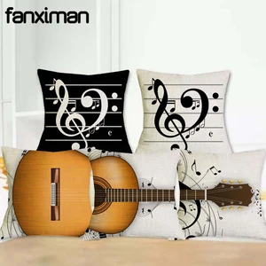Творческий льняная Подушка Чехлы для домашнего декора гитары музыкальный инструмент чехол для подушки с принтом диванные подушки дивана автомобильные подушки для сиденья
