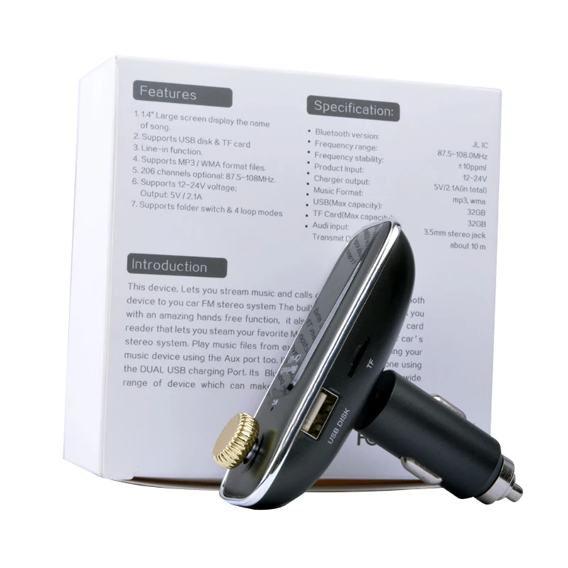 ABS FM передатчик bluetooth автомобиль ручной Динамик usbtf У диска AUX NFC LED U адаптер Bluetooth