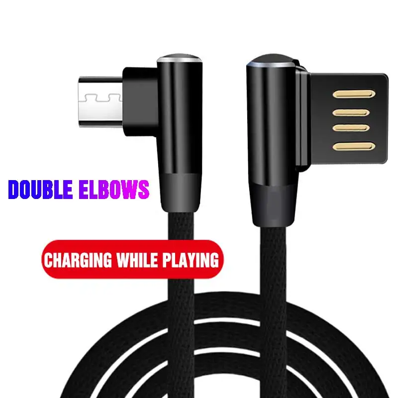 Кабель Micro USB 90 градусов для передачи данных для samsung S8 S9 Android phone 3A type-C кабель быстрой зарядки для huawei Xiaomi Tablet Cable