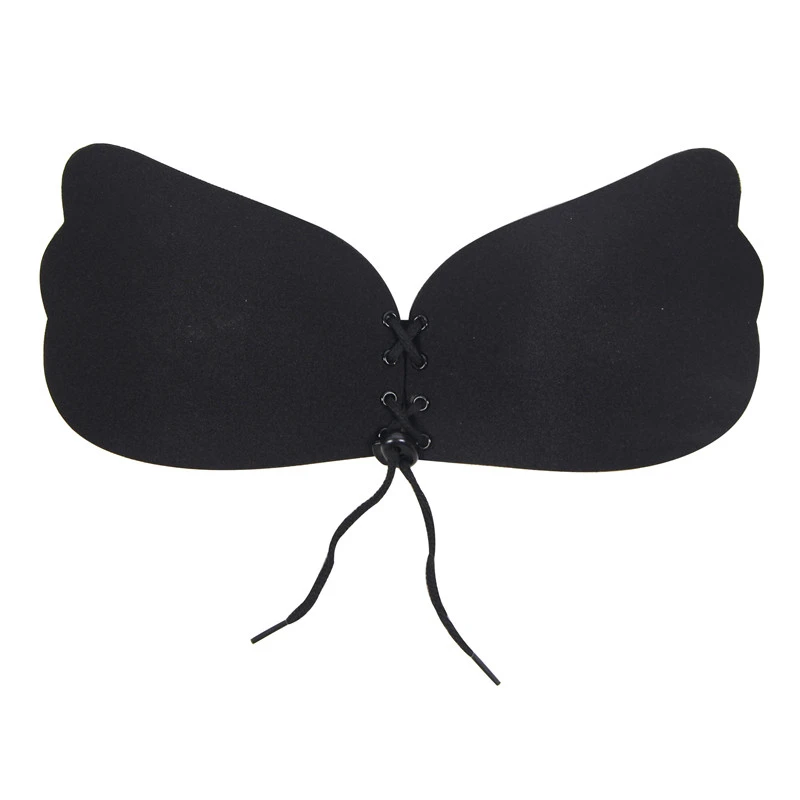 black bra Женский невидимый бюстгальтер с эффектом пуш-ап, бесшовный бюстгальтер с открытой спиной, однотонный силиконовый бюстгальтер без косточек, бюстгальтер без бретелек размера плюс, B013 - Цвет: black bra