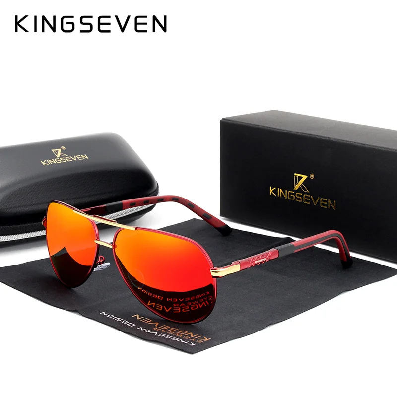 KINGSEVEN 2022 Aluminum Magnesium Men's Sunglasses Polarized Men Coating Mirror Glasses Male Eyewear Accessories For Men Oculos