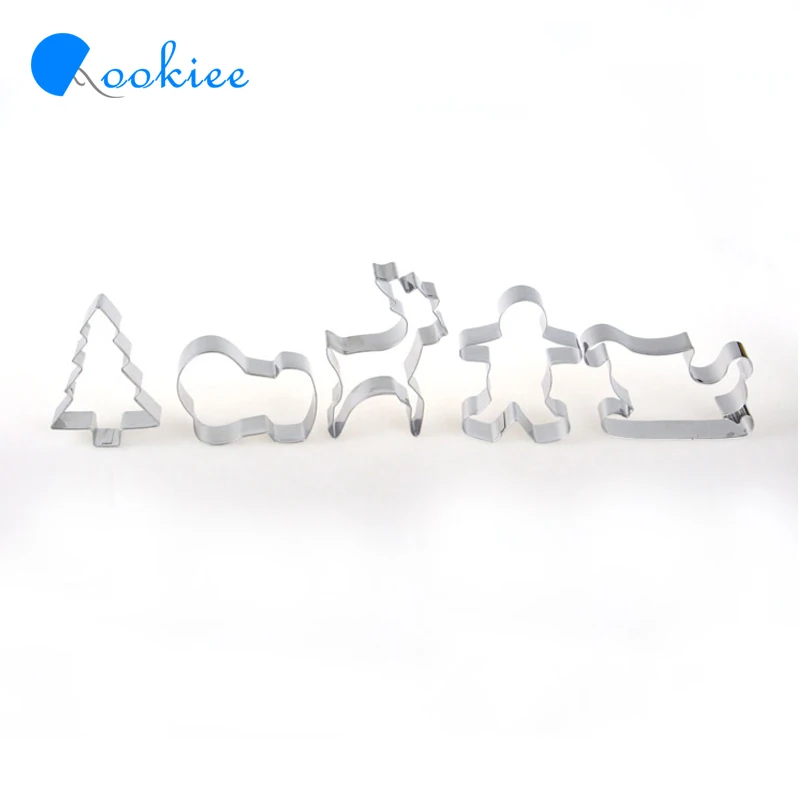 Qookiee 5 шт./компл. Рождество печенья Нержавеющая сталь олень снеговик дерево сани