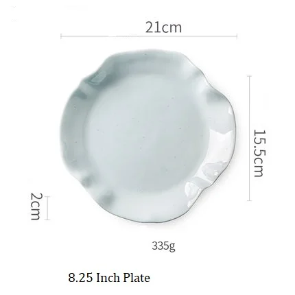 8.25 Inch Plate NIMITIME скандинавском стиле керамическая посуда рисовая чаша супница лист лотоса кружевная тарелка для завтрака Салатница набор посуды - Цвет: 8.25 Inch Plate
