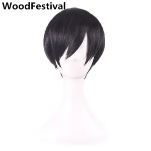 Парик WoodFestival мужской из синтетических волос, прямой, для косплея, черный, темно-коричневый, светлый, красивый