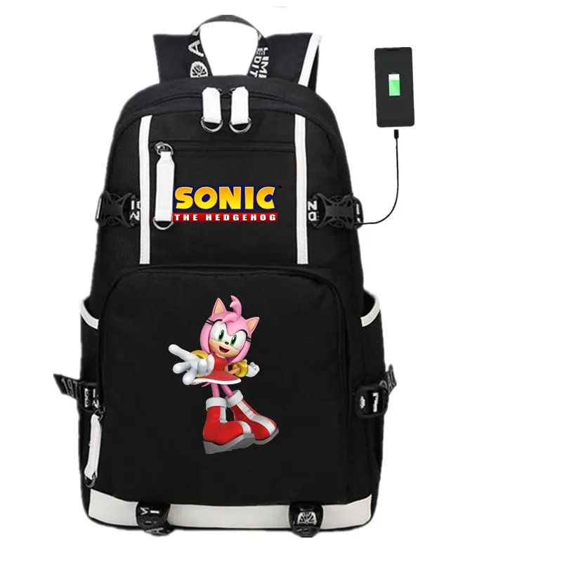 KH310 Аниме игра Соник Ежик USB рюкзак косплей черный унисекс подростков дорожная сумка для ноутбука через плечо школьные сумки подарок - Цвет: KH310