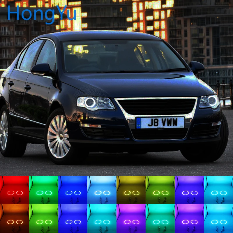 Многоцветный RGB LED Angel Eyes Halo Ring Eye RF пульт дистанционного управления для Volkswagen VW Passat