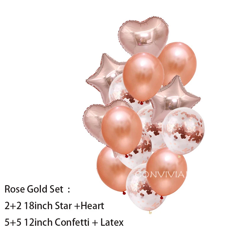 14pcs confetti set 36 дюймов шары с золотыми Конфетти Свадебные Воздушные шары для свадьбы вечеринки украшение из розового золота латексные воздушные шары с днем рождения вечерние поставки - Цвет: 14pcs confetti set